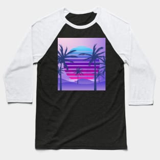 Sundown Purple Synthwave Baseball T-Shirt